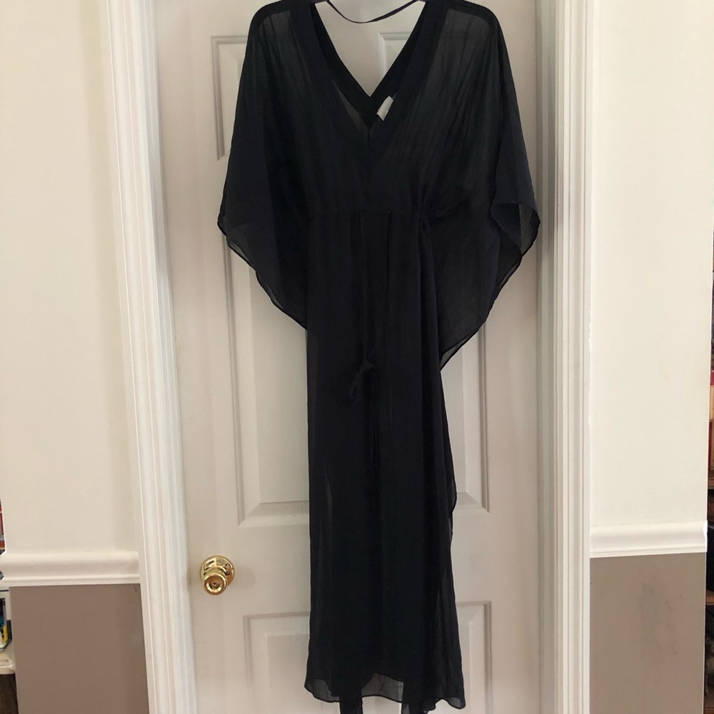 Halogen Sheer Black Batwing Cover-Up Dress Swim OS